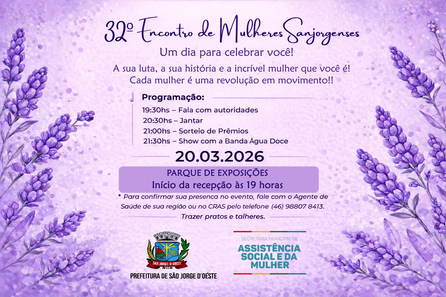 Mensagem da Administração Municipal de São Jorge D’Oeste – Dia Internacional da Mulher