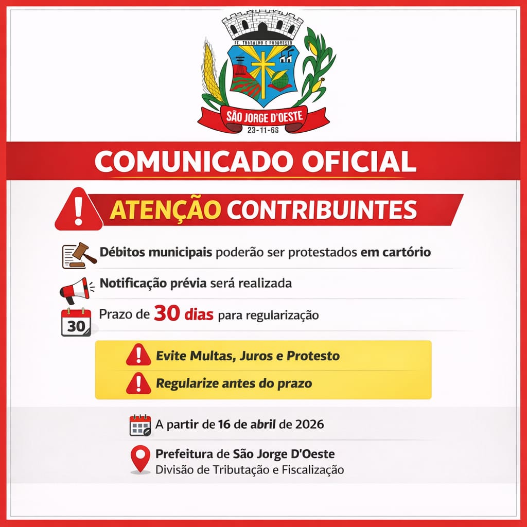 Município regulamenta protesto de débitos em cartório para cumprimento da legislação fiscal