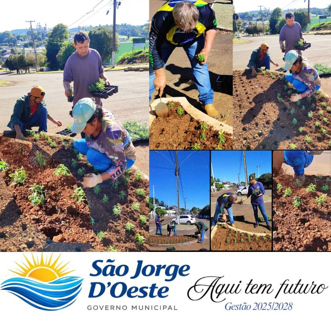 São Jorge D’Oeste intensifica plantio de mudas nos canteiros e inicia cronograma de limpeza urbana nesta segunda-feira(13)