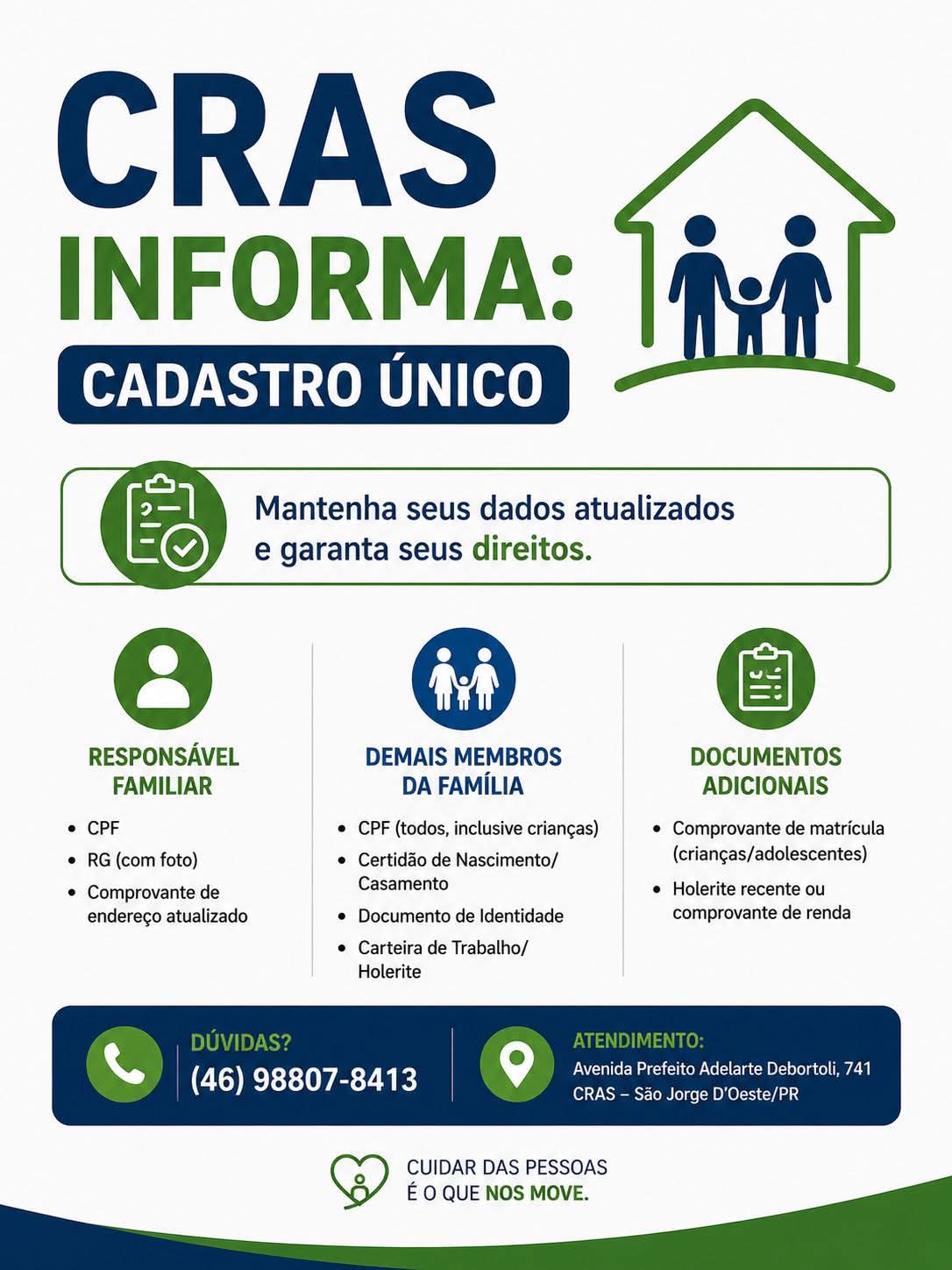 CRAS orienta população sobre atualização do Cadastro Único em São Jorge D’Oeste