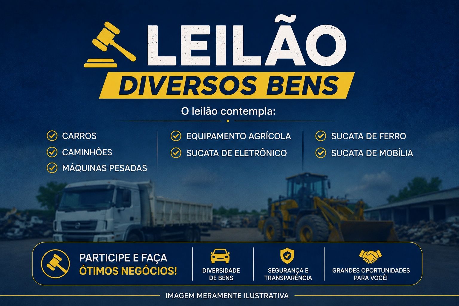 Município de São Jorge D’Oeste realiza leilão de veículos, máquinas e equipamentos inservíveis no dia 25 de junho
