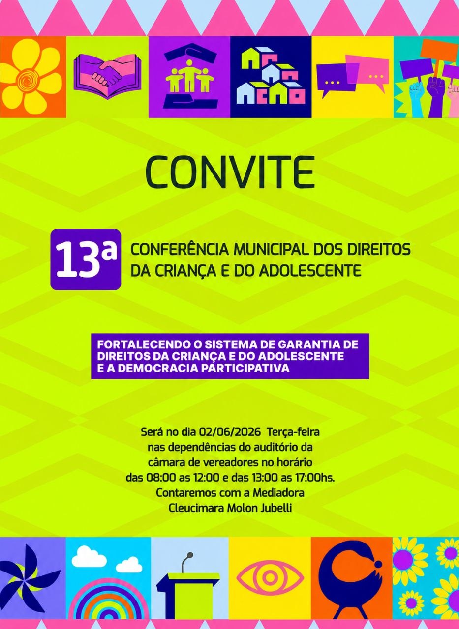 XIII Conferência Municipal dos Direitos da Criança e do Adolescente acontece nesta terça-feira