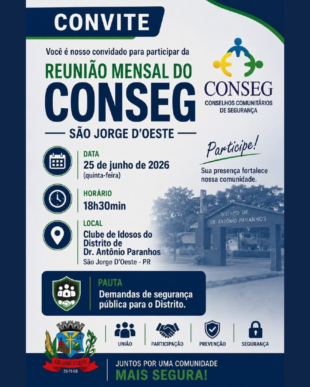 CONSEG realiza reunião mensal em Dr. Antônio Paranhos com participação das forças de segurança