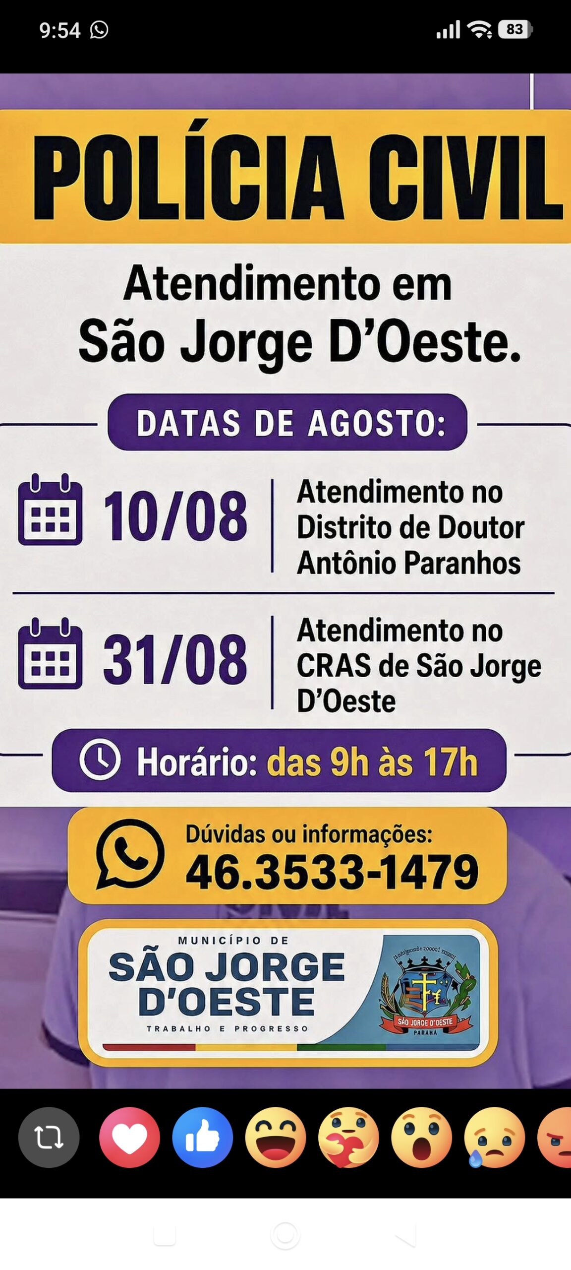 POLICIA CIVIL EM SÃO JORGE D ‘ OESTE  NESTE MÊS DE AGOSTO