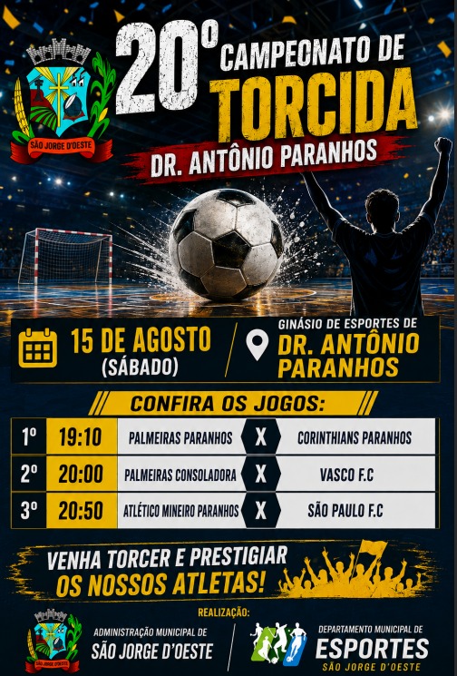 Fim de semana esportivo movimenta São Jorge D’Oeste com futsal e abertura do Campeonato de Torcida